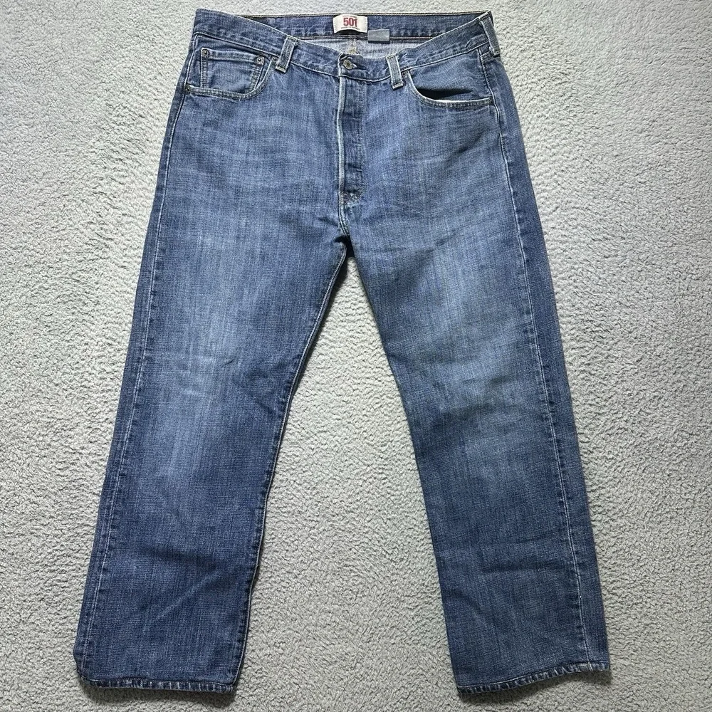 VTG Levis 501XX Jeans 34x26 (tagged 36x34) Blue Buttonfly Denim Medium Wash 90's